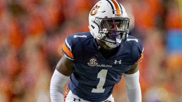 Auburn Tigers cornerback Nehemiah Pritchett (1) lines up against the LSU Tigers at Tiger Stadium.